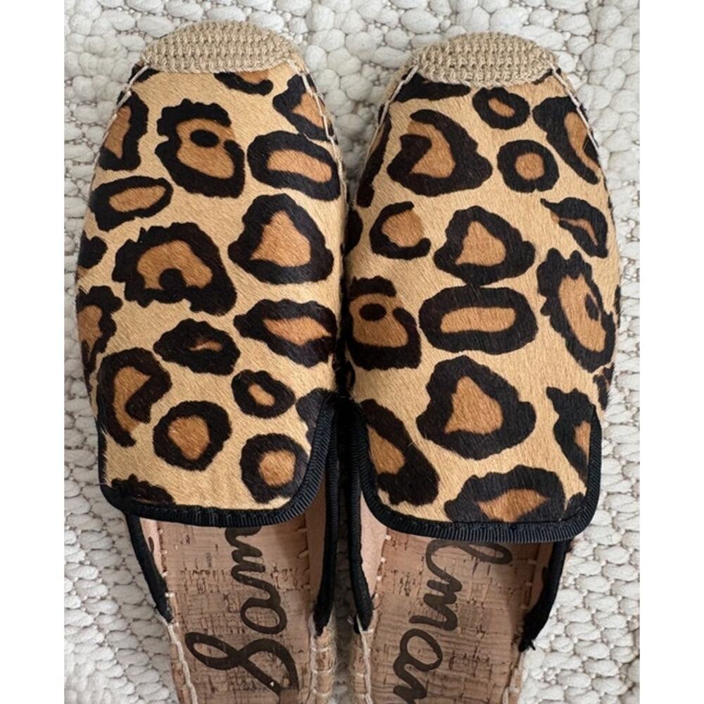 Womens Sam Edelman Kerry Leopard Calf Hair Espadrille Mule Size 8 - Picture 5 of 6